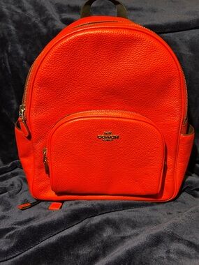 Coach Vibrant Red Pebbled Leather Backpack